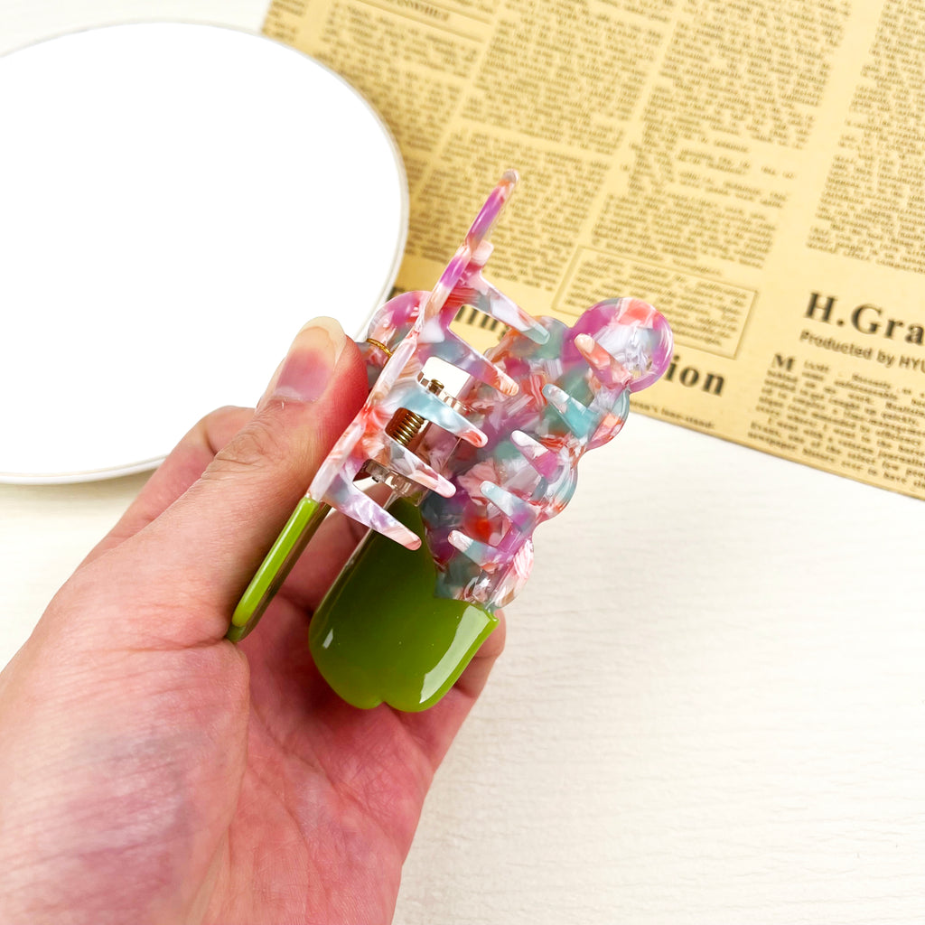 Haarspange aus Acetat mit Traubenmotiv, Obst-Serie, Krallenclips