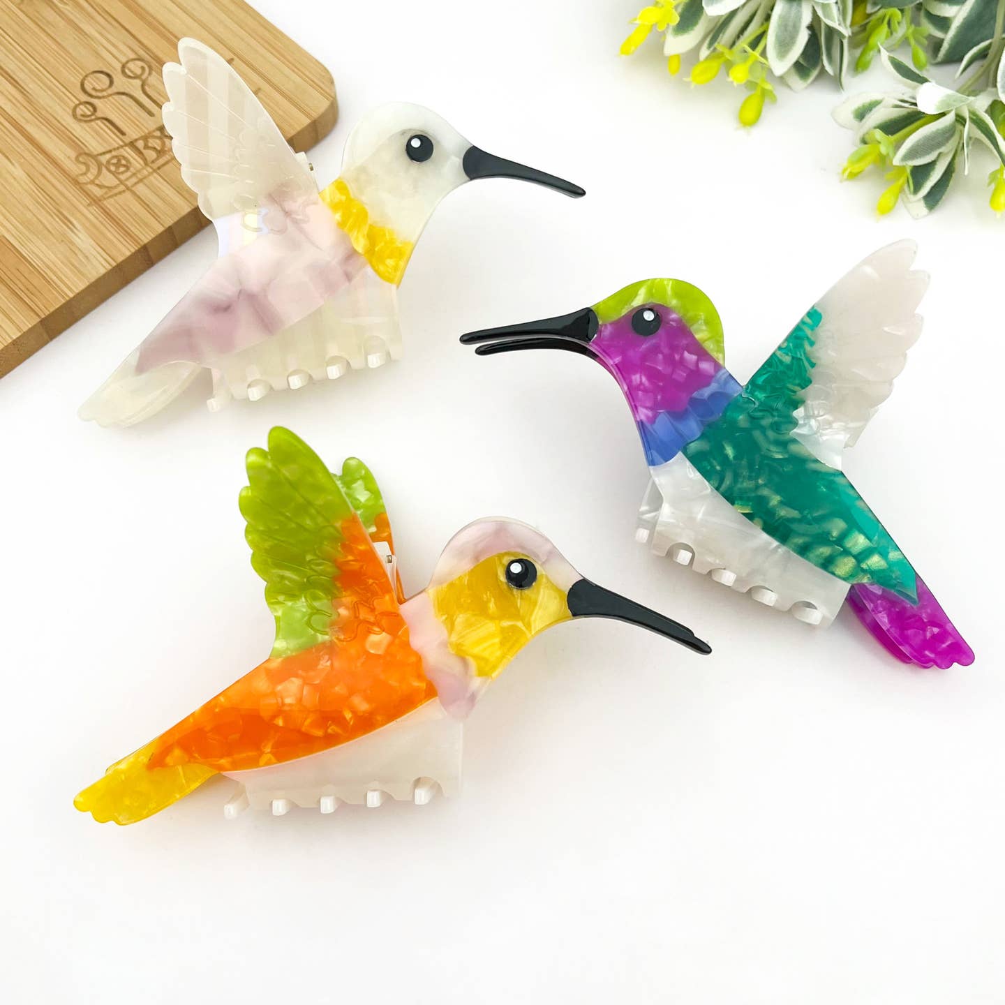Hummingbird Hair Claw Clip, Elegant Acetate Bird Hair Clip