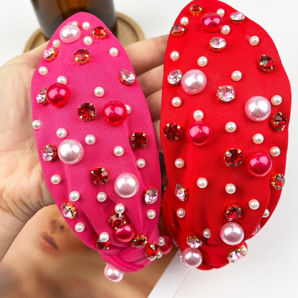 Valentine's day diamond-encrusted headband pearl headband
