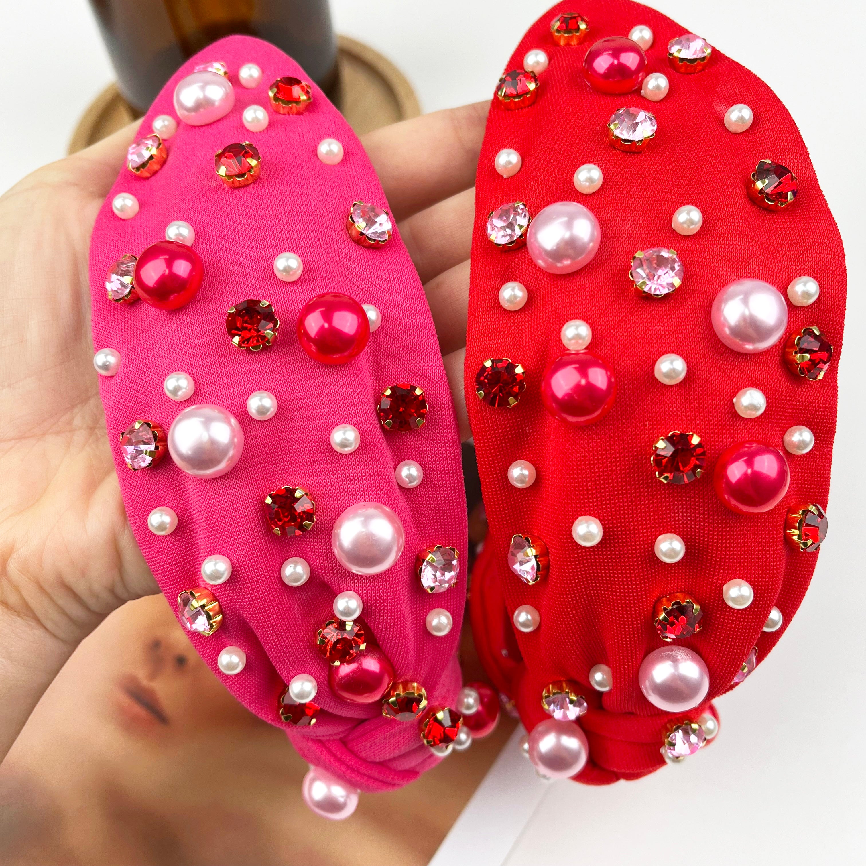 Diamantbesetztes Stirnband zum Valentinstag mit Perlen 