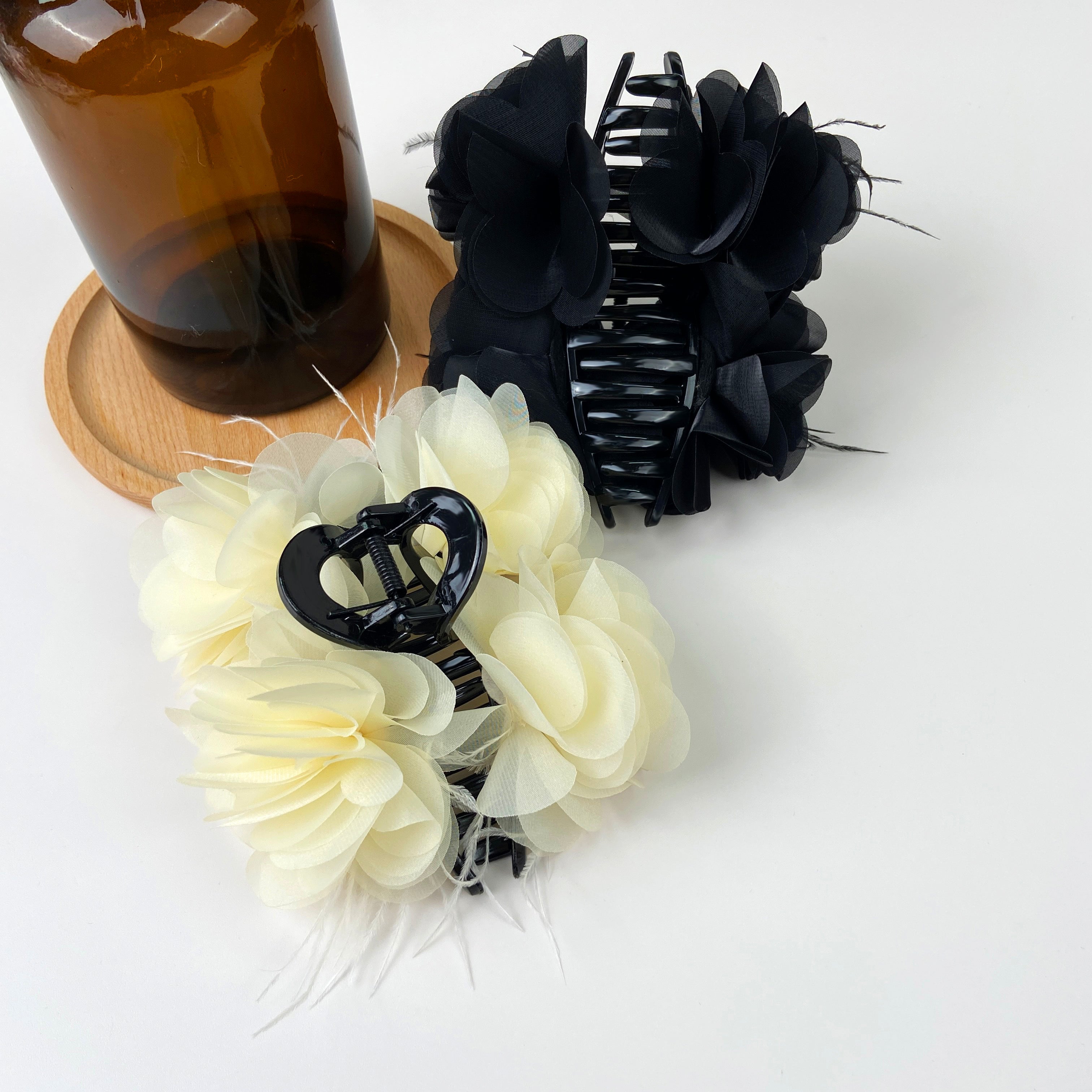 Flower Feather Hair Clip