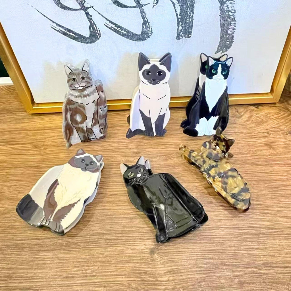 Cute Cat Barrettes Half Scratch Updo Shark Clip