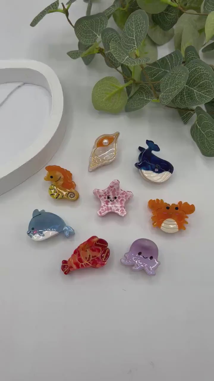 Sea Life Acetic Acid Mini Jaw Clip Whale Crab Seahorse Starfish Dolphin Young Girl Personalized Bang Clip Barrettes Hair
